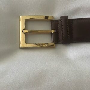Men’s Ferragamo brown leather belt gold buckle